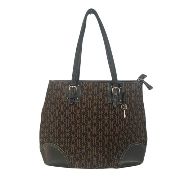 Fossil Signature Canvas and Leather Monogram Print Tote - Picture 1 of 8